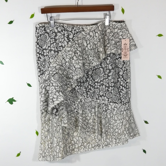 Nanette Lepore Dresses & Skirts - NWT Nanette Lepore Lace Ruffle Asymmetrical Skirt